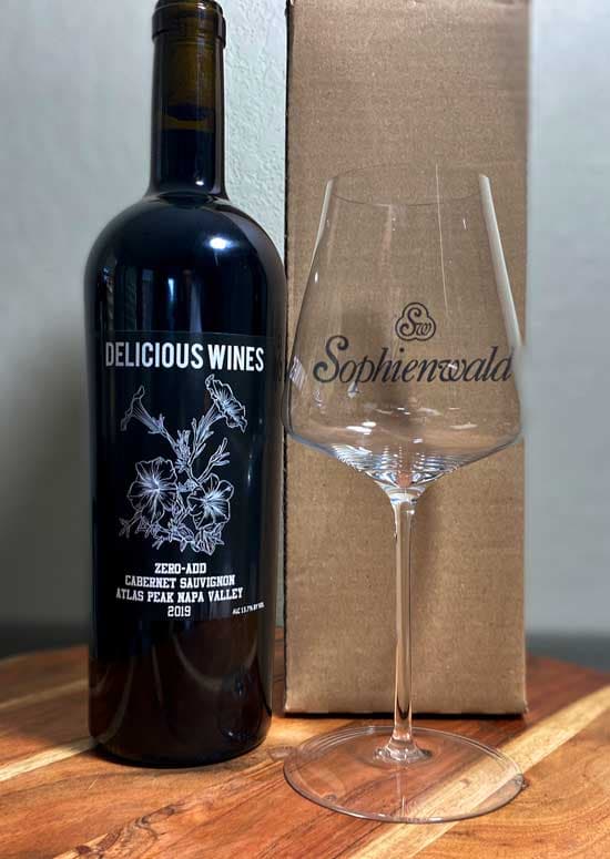 Wine glasses on a tasting table